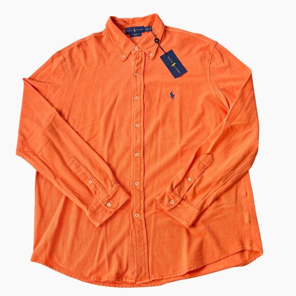 Polo Ralph Lauren Shirt Mens Sz 2XL Large Featherweight Mesh Button Long Sleeve - Picture 1 of 9